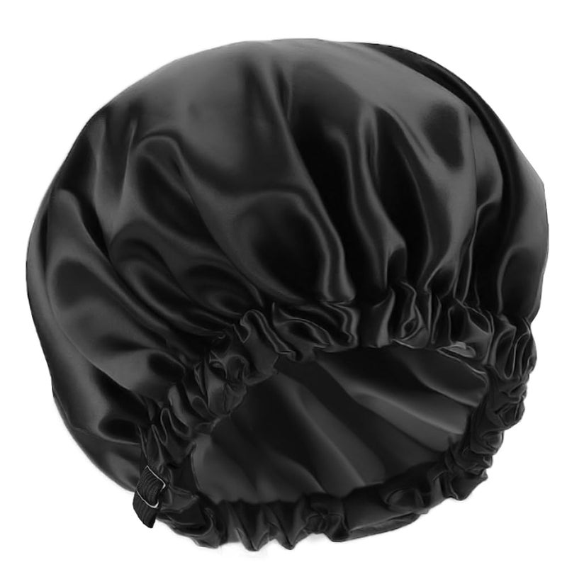 Amamba Shower Cap For Women,Double Lined Shower Cap,Real Satin Cap,Adjustable Size,Suitable For All Male And Female Hair Caps - Image 1